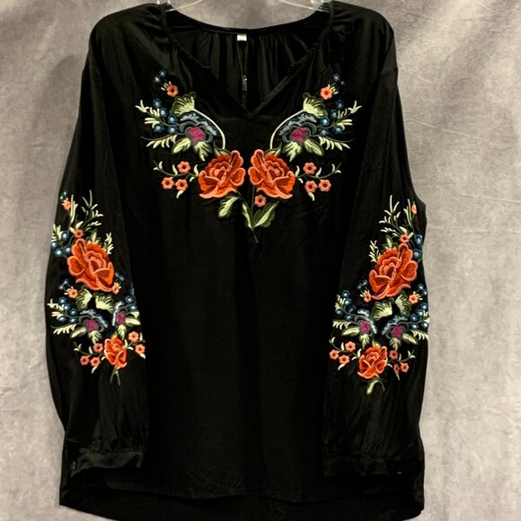 AK Women's Embroidered Mexican Top - Picture 1 of 7